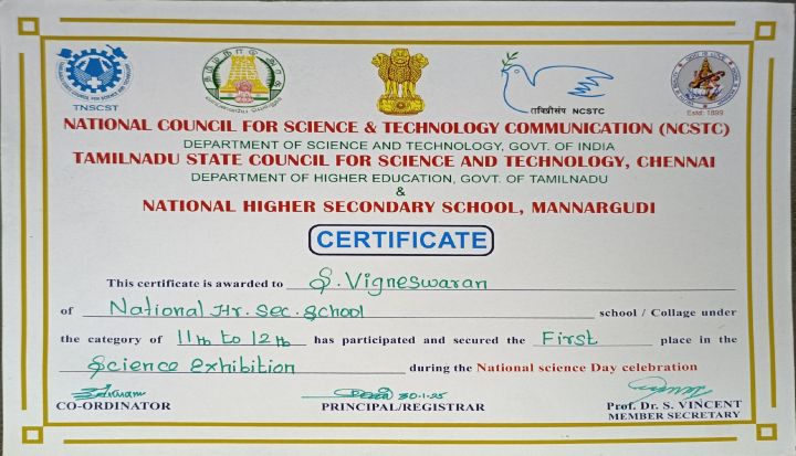 First Prize in Government Science Expo